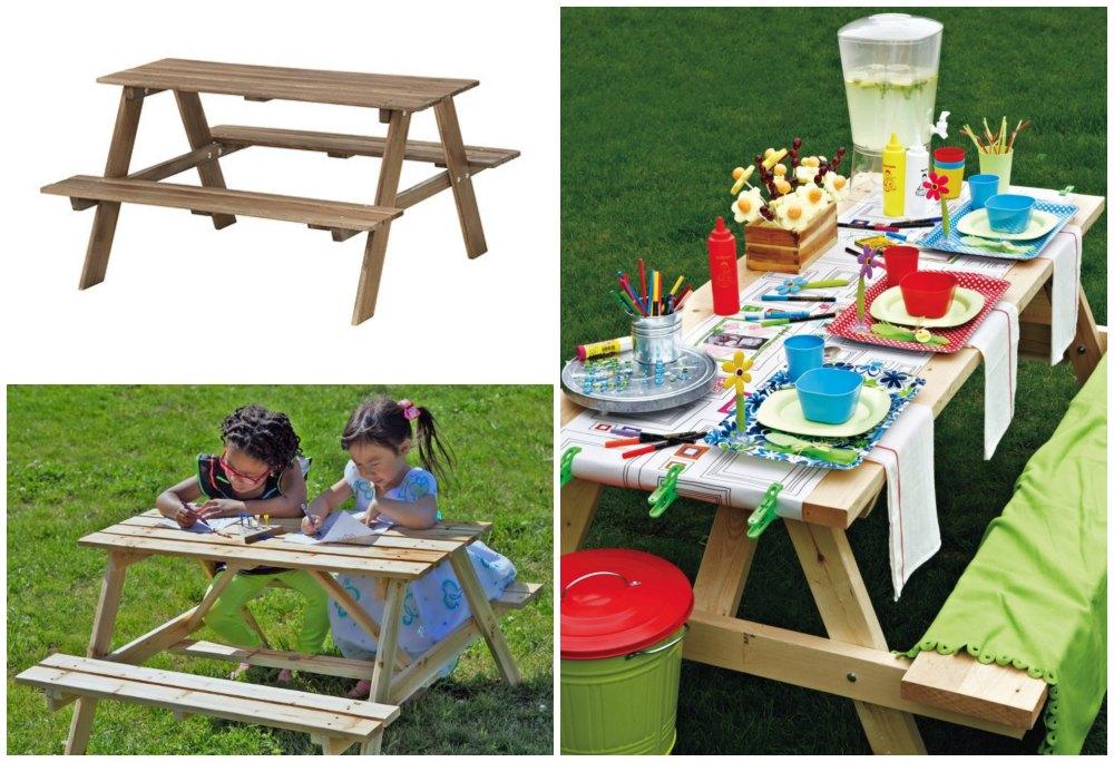 Wendi Toys Tavolo da Picnic per Bambini da Esterno per Sabbia e Acqua con panchine