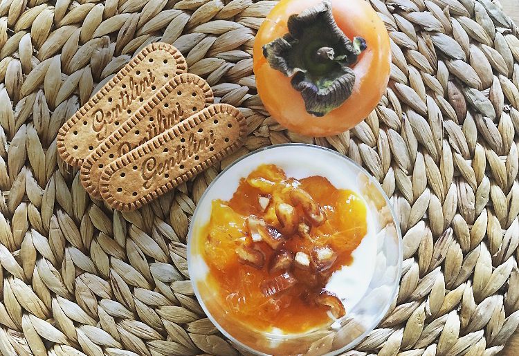 Cheesecake d’autunno con caco e biscotti Gentilini cheesecake autunno