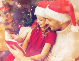 bambina papà libro natale